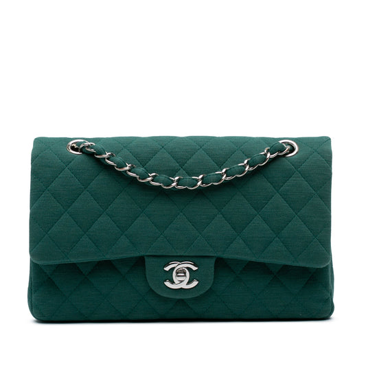 Chanel Medium Classic Jersey Double Flap Green