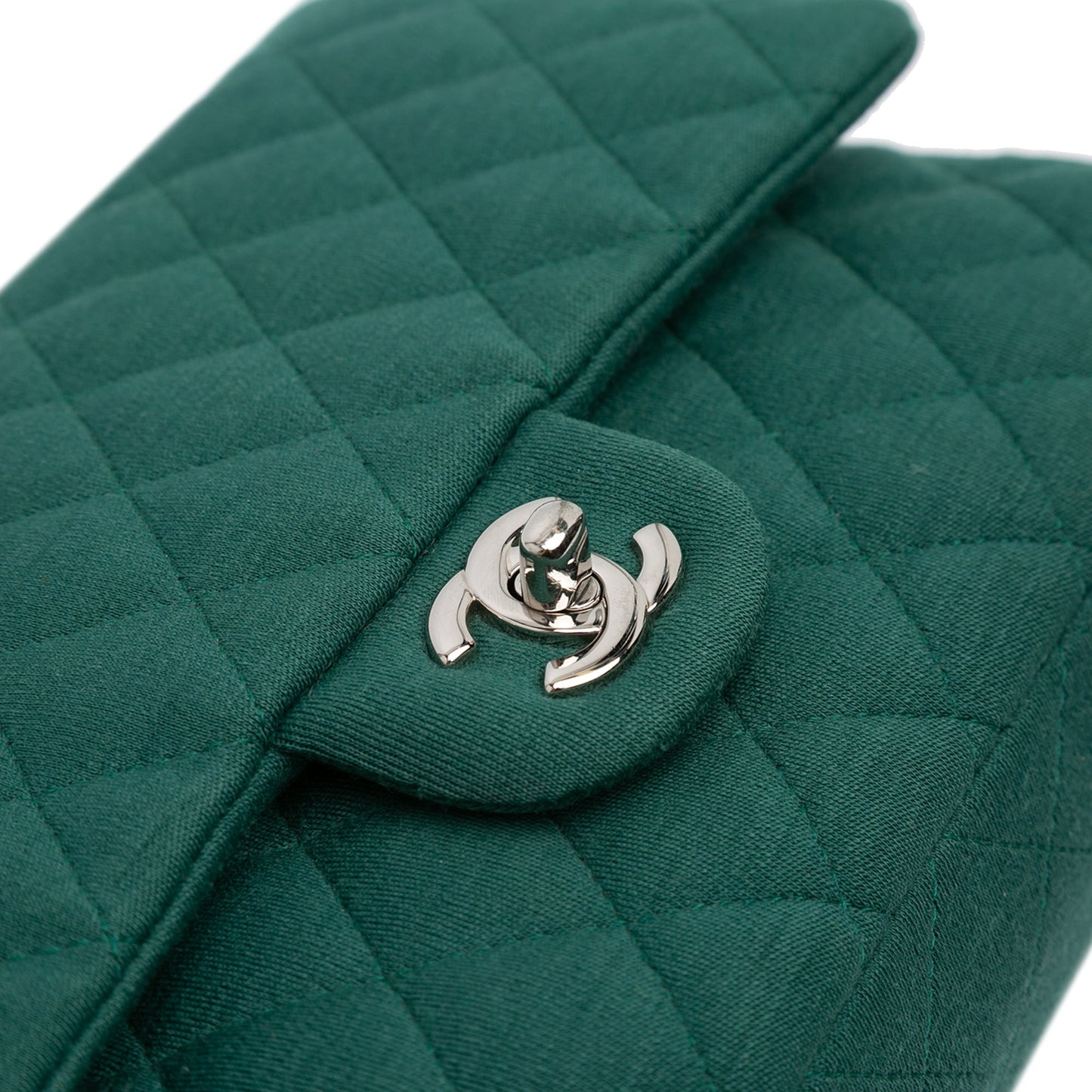 Chanel Medium Classic Jersey Double Flap Green