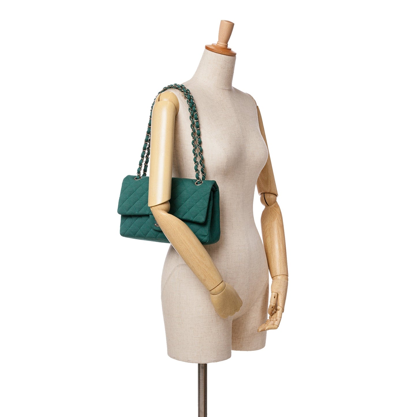Chanel Medium Classic Jersey Double Flap Green