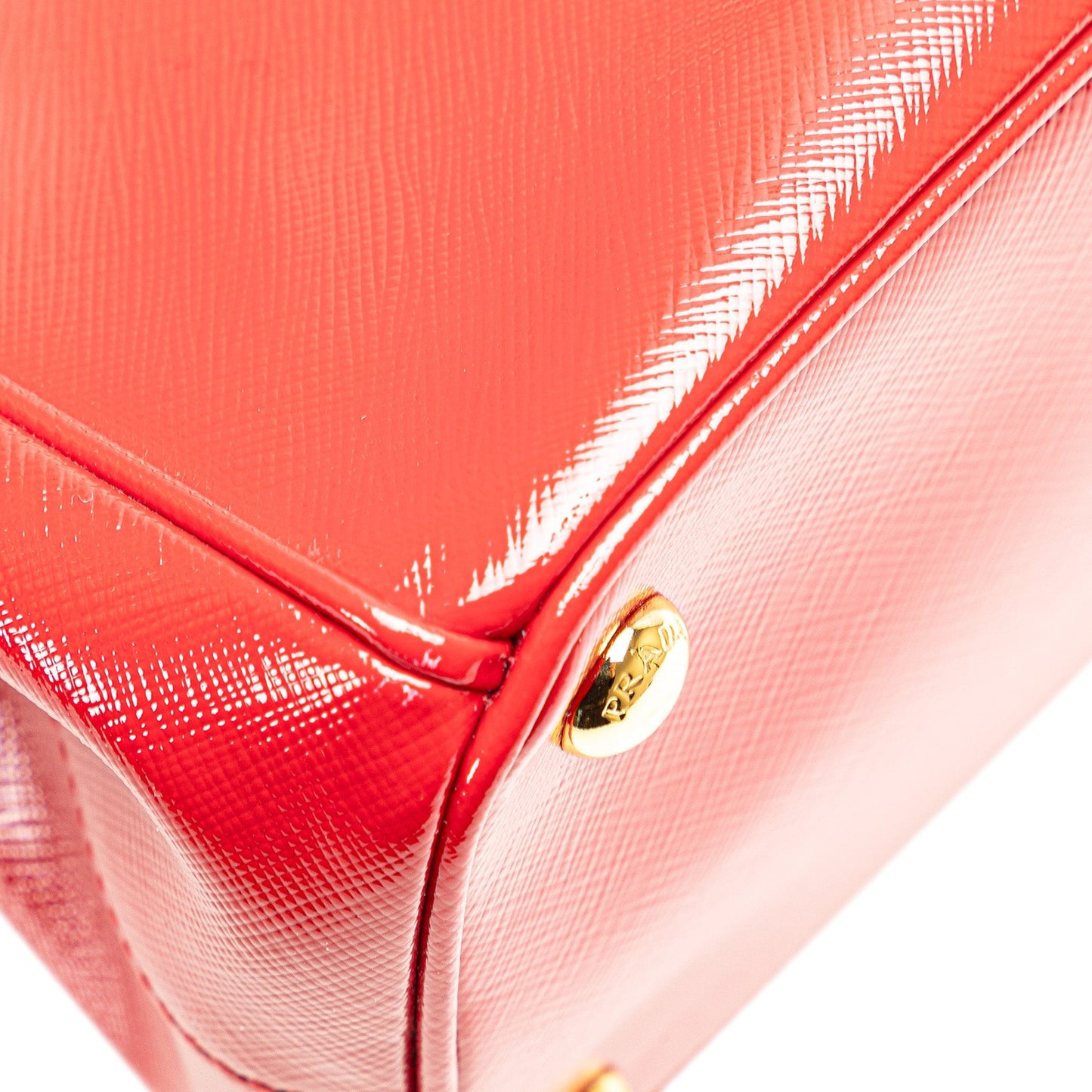 Prada Small Saffiano Vernice Galleria Double Zip Satchel Red