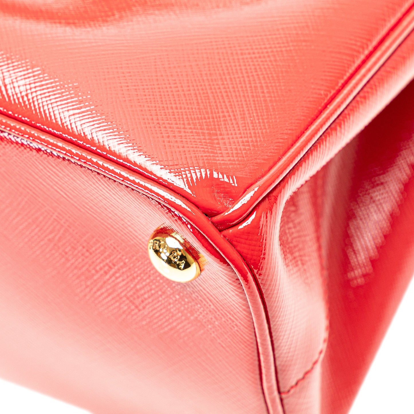 Prada Small Saffiano Vernice Galleria Double Zip Satchel Red