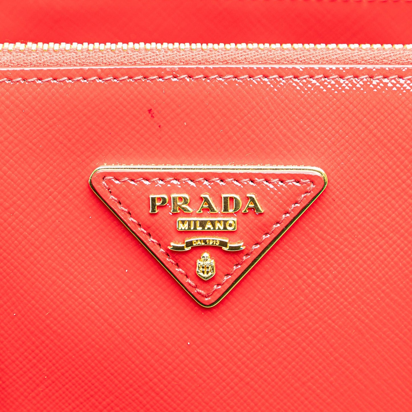 Prada Small Saffiano Vernice Galleria Double Zip Satchel Red
