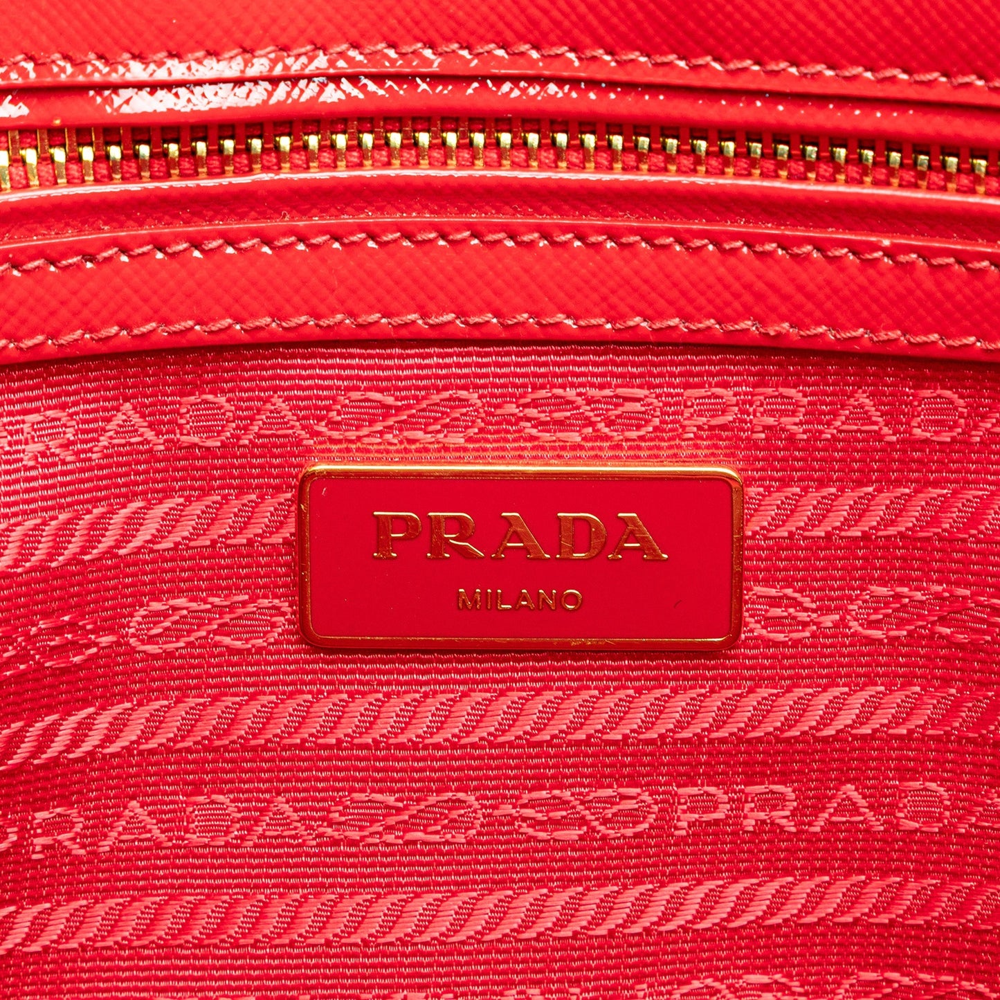 Prada Small Saffiano Vernice Galleria Double Zip Satchel Red