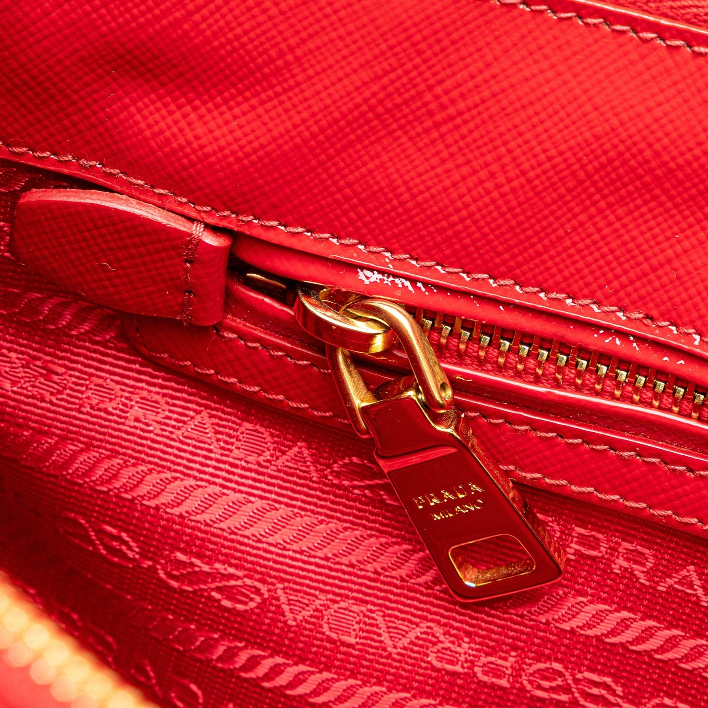 Prada Small Saffiano Vernice Galleria Double Zip Satchel Red
