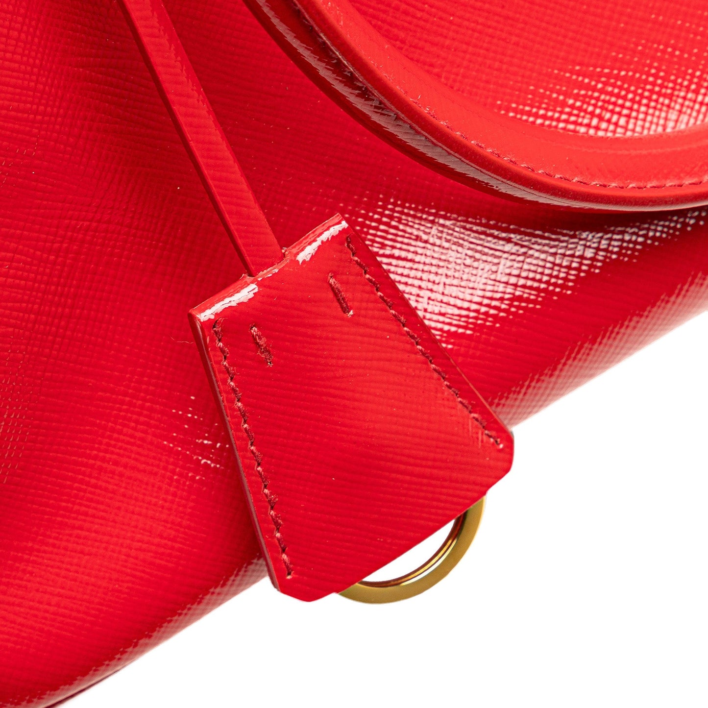Prada Small Saffiano Vernice Galleria Double Zip Satchel Red