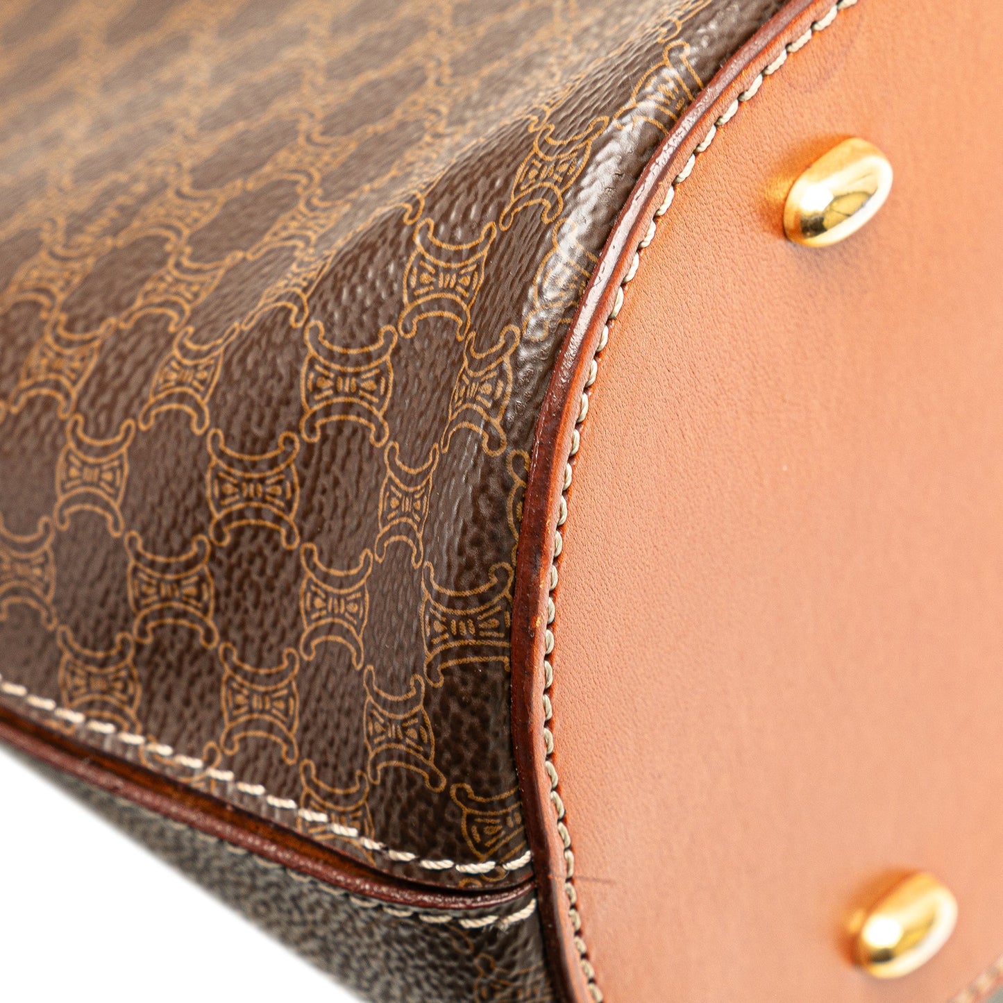 Celine Macadam Coated Canvas Dome Satchel Brown