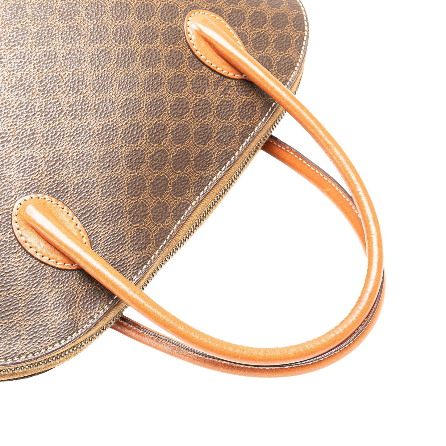 Celine Macadam Coated Canvas Dome Satchel Brown