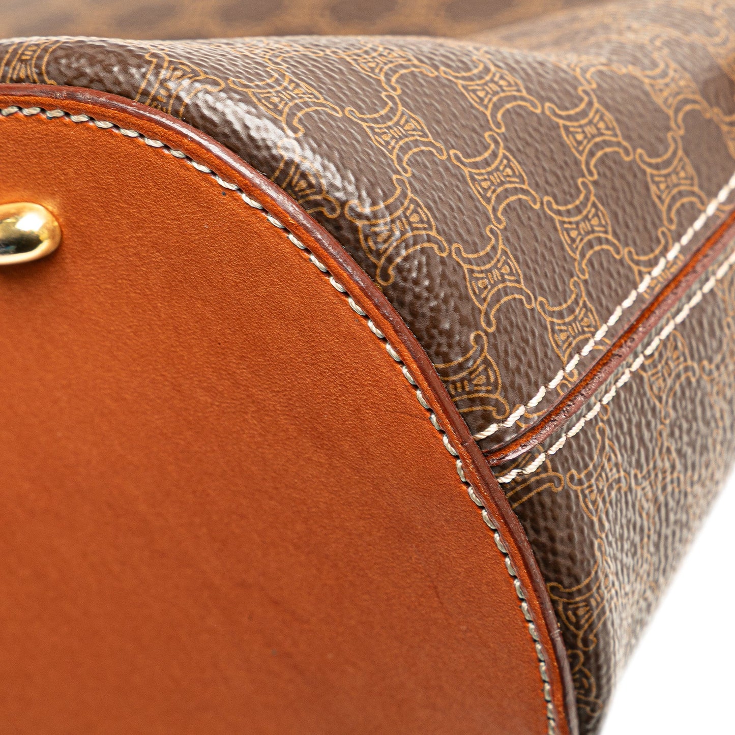 Celine Macadam Coated Canvas Dome Satchel Brown