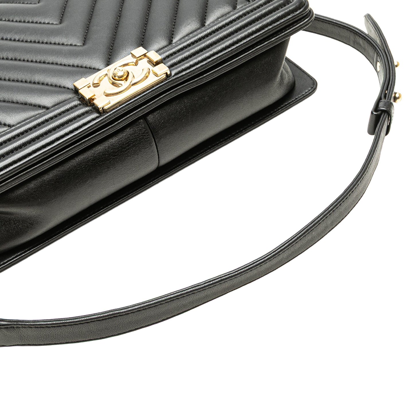 Chanel New Medium Chevron Lambskin Boy Flap Black