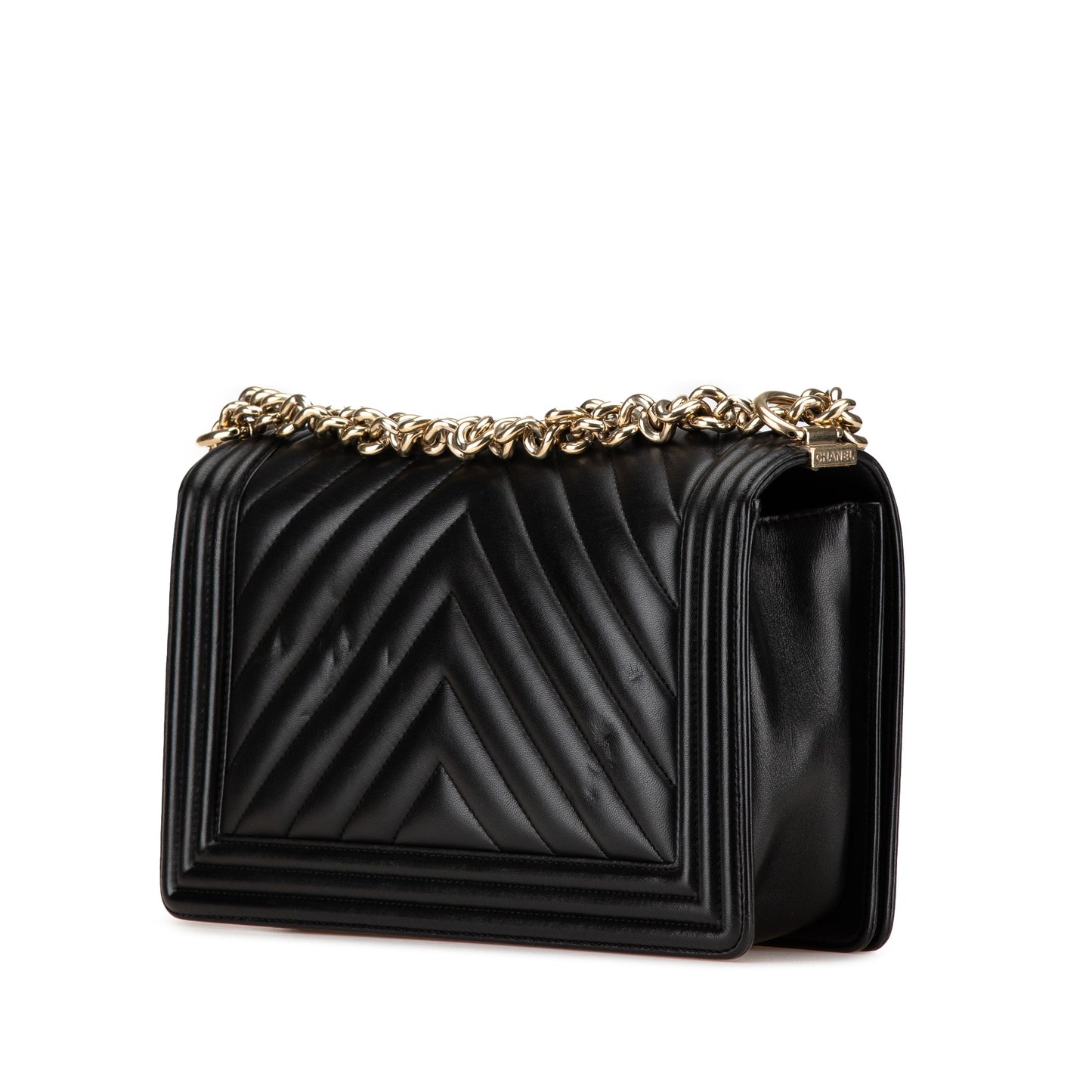 Chanel Medium Chevron Lambskin Boy Flap Black