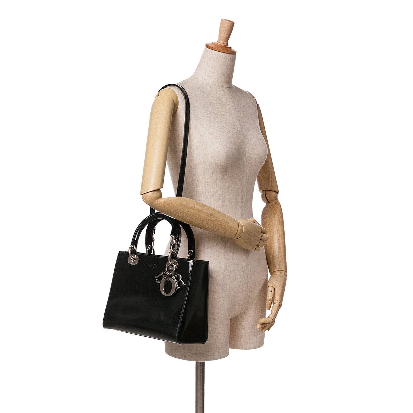 Dior Medium Patent Lady Dior Black