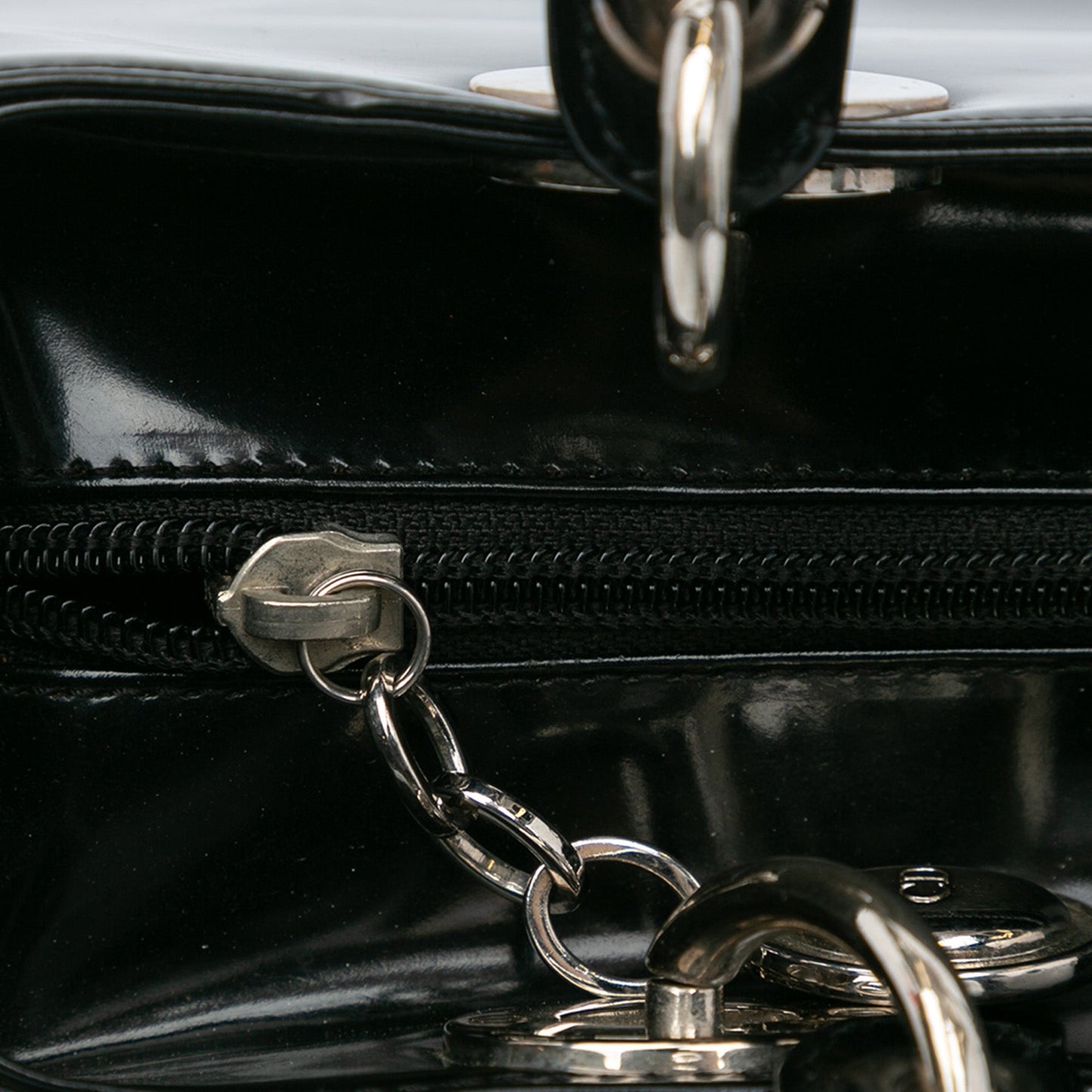 Dior Medium Patent Lady Dior Black