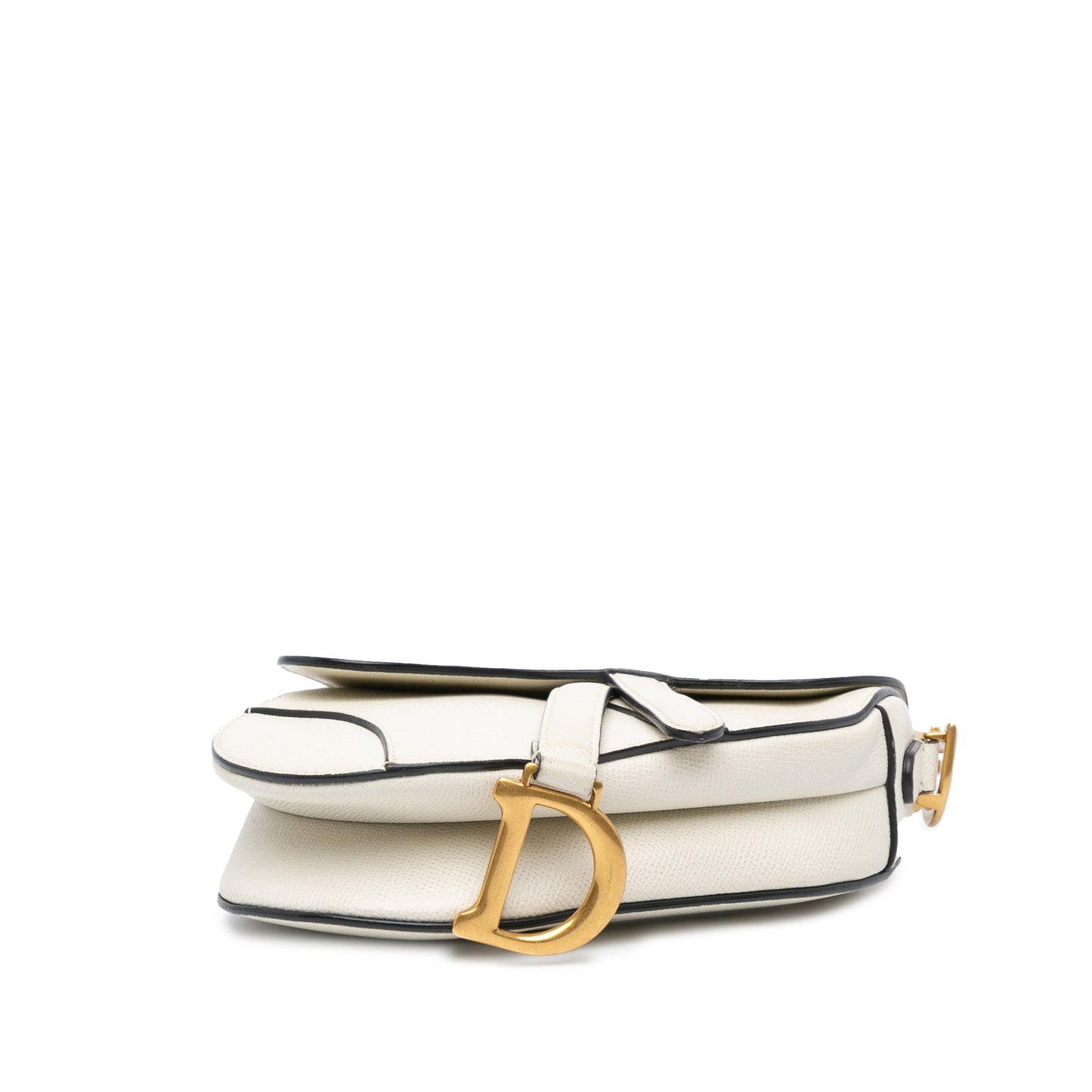 Dior Mini Grained Calfskin Saddle Bag White
