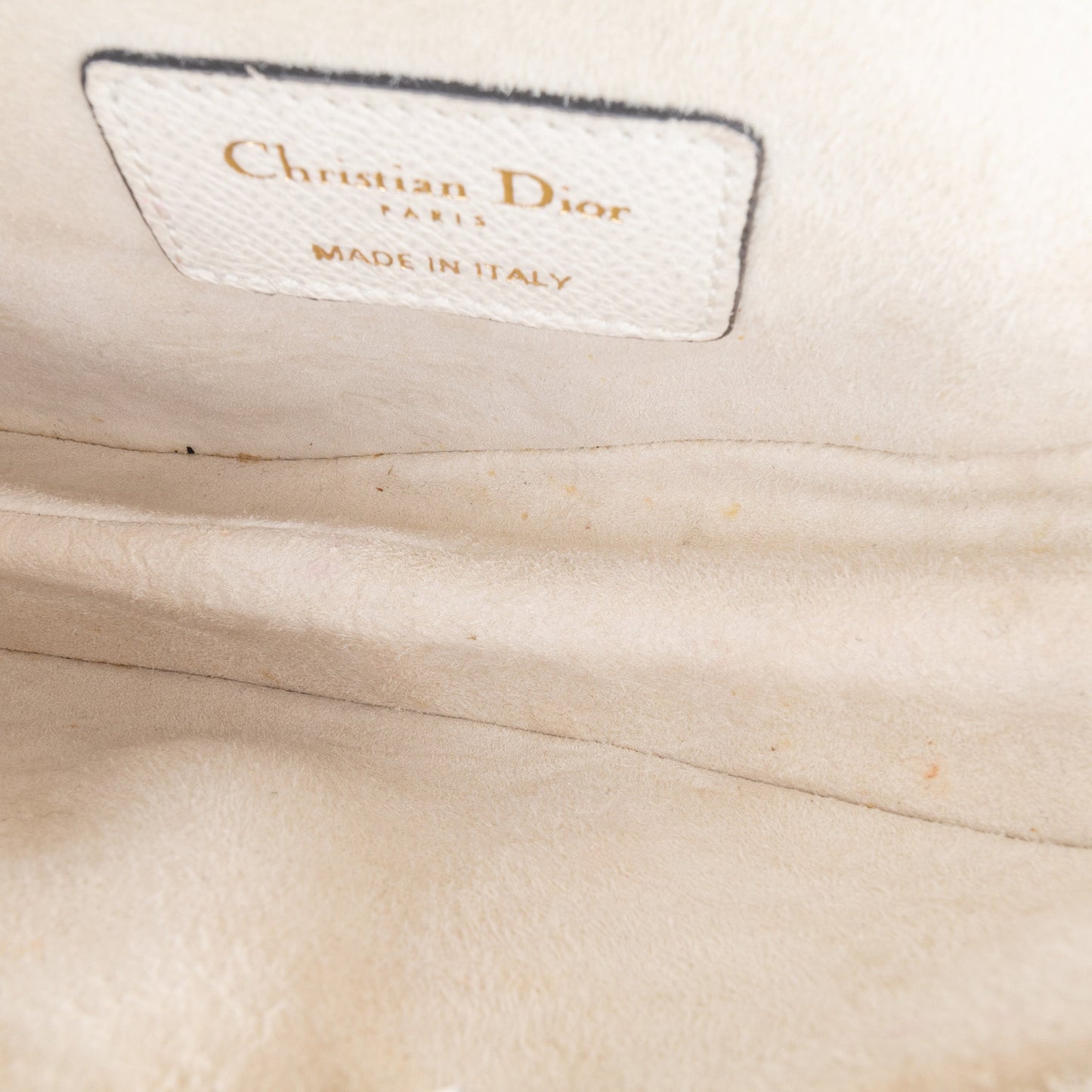 Dior Mini Grained Calfskin Saddle Bag White