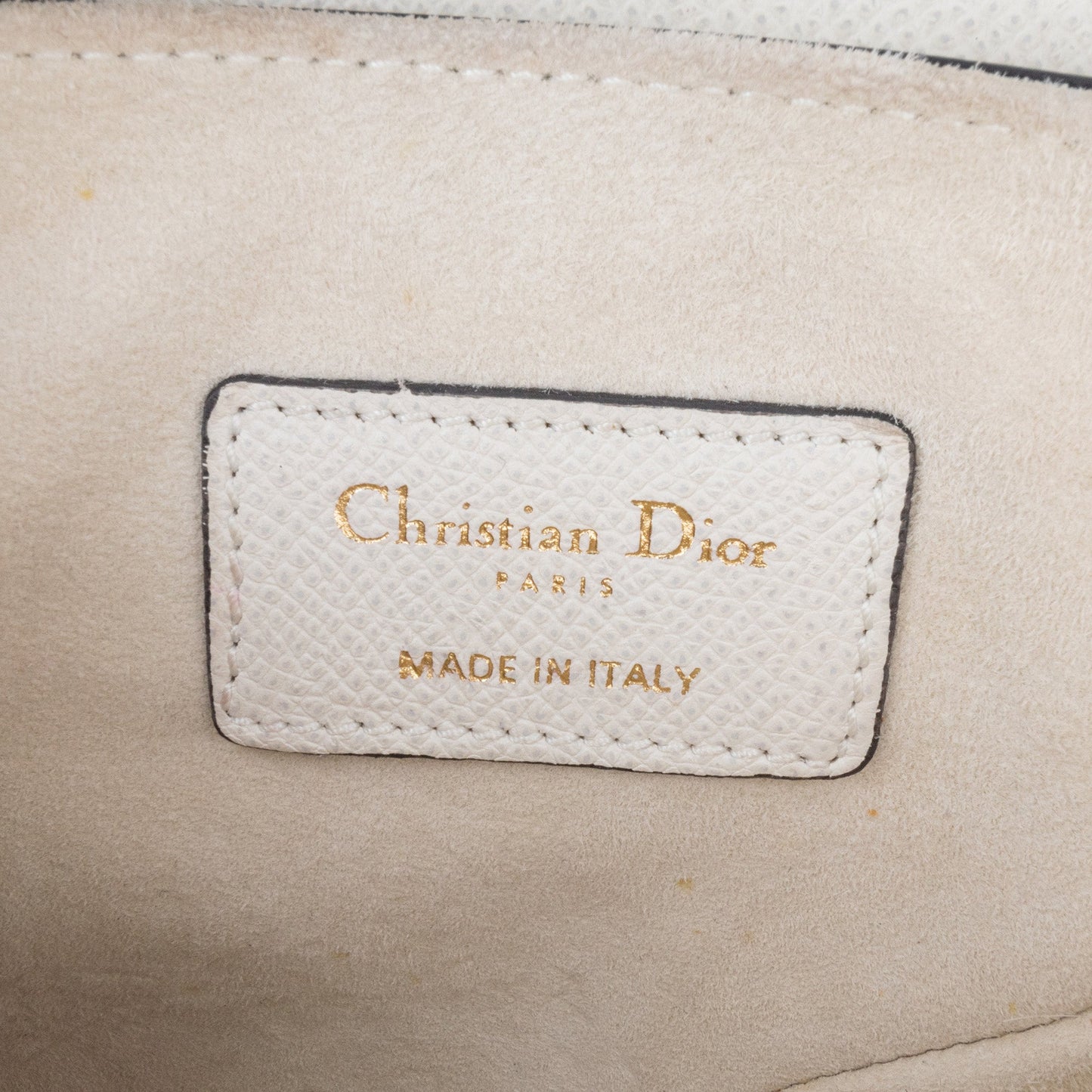 Dior Mini Grained Calfskin Saddle Bag White