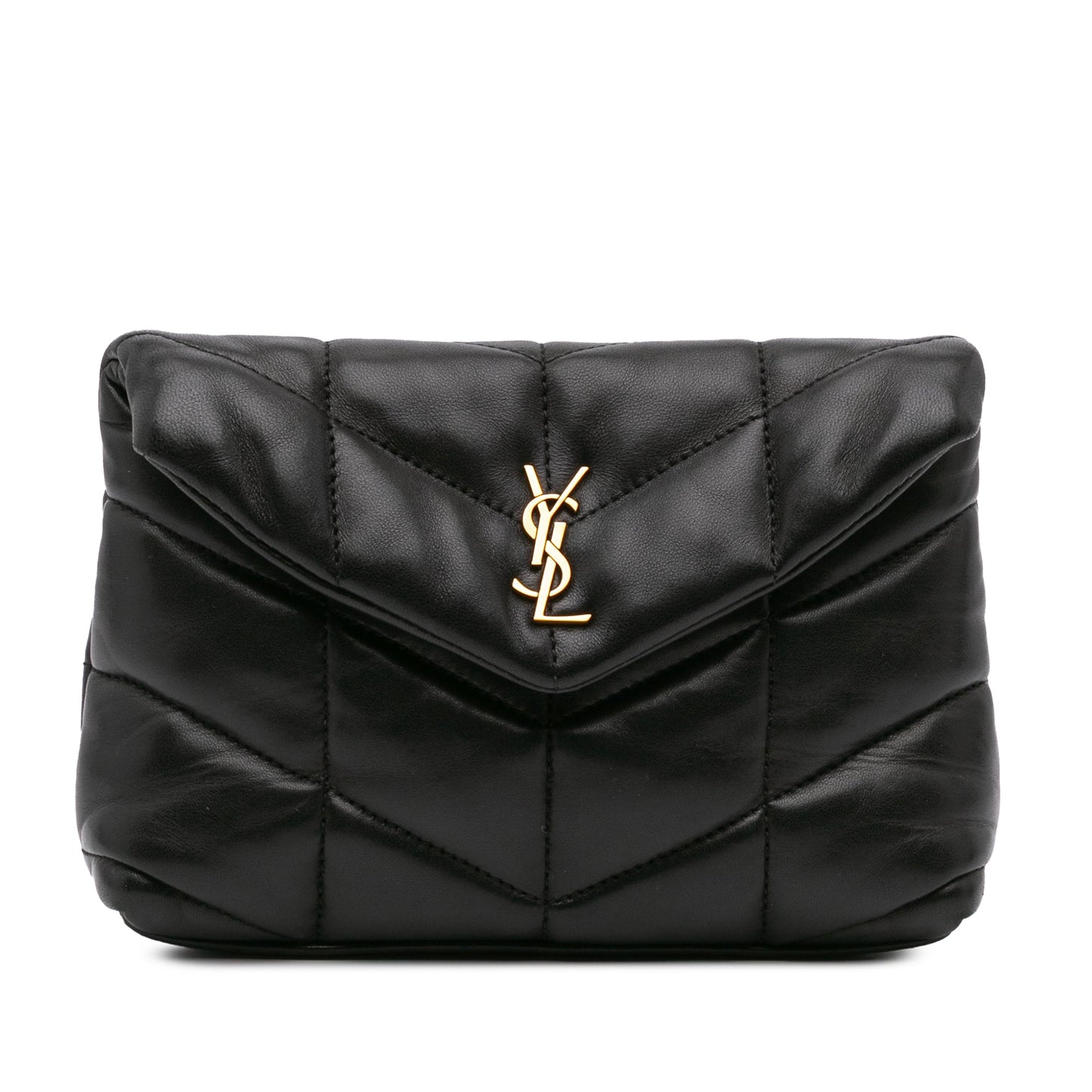 Saint Laurent Small Lambskin LouLou Puffer Clutch Black