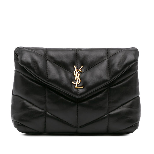 Saint Laurent Small Lambskin LouLou Puffer Clutch Black
