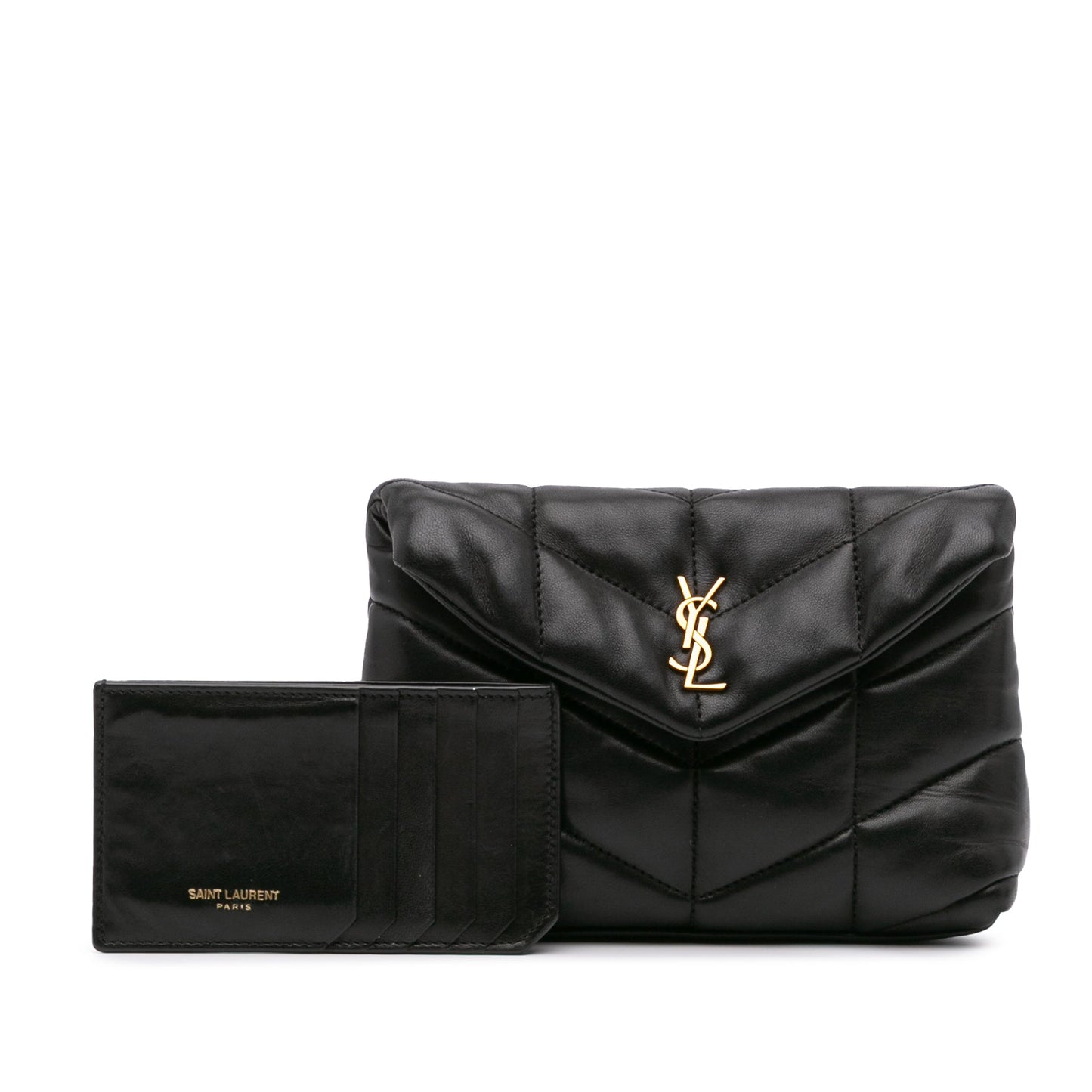 Saint Laurent Small Lambskin LouLou Puffer Clutch Black