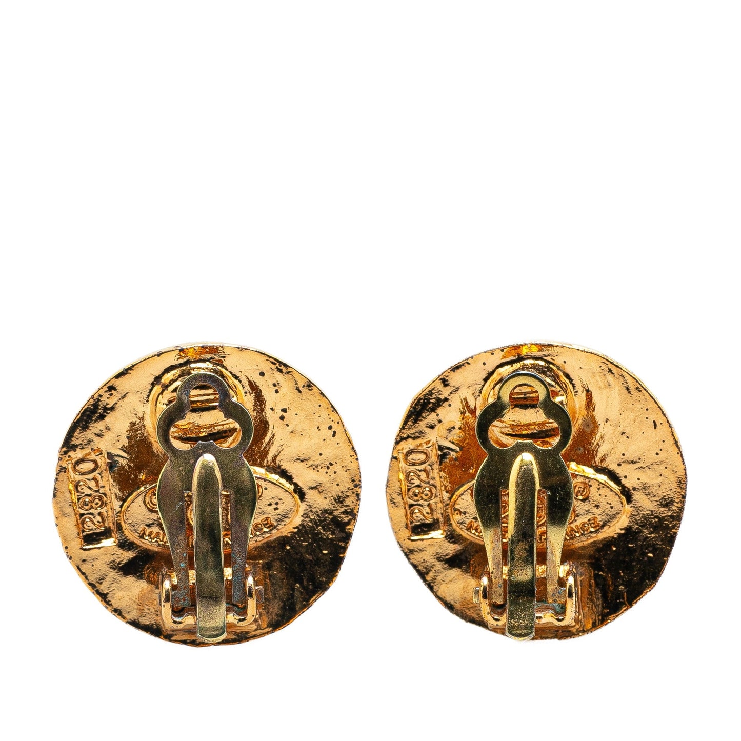 Chanel Gold Plated CC Round Clip on Earrings Gold