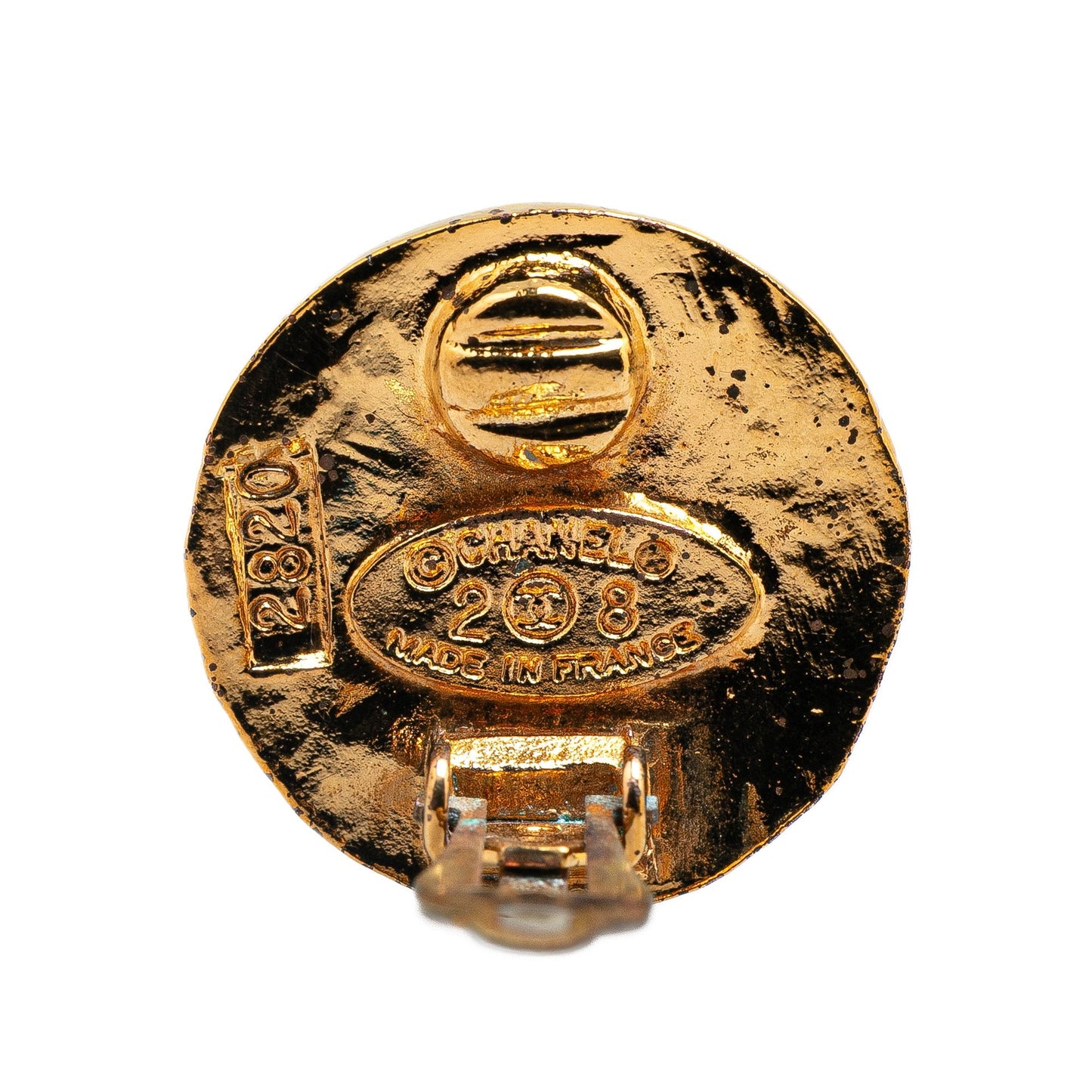 Chanel Gold Plated CC Round Clip on Earrings Gold