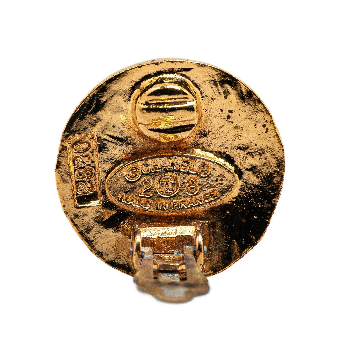 Chanel Gold Plated CC Round Clip on Earrings Gold