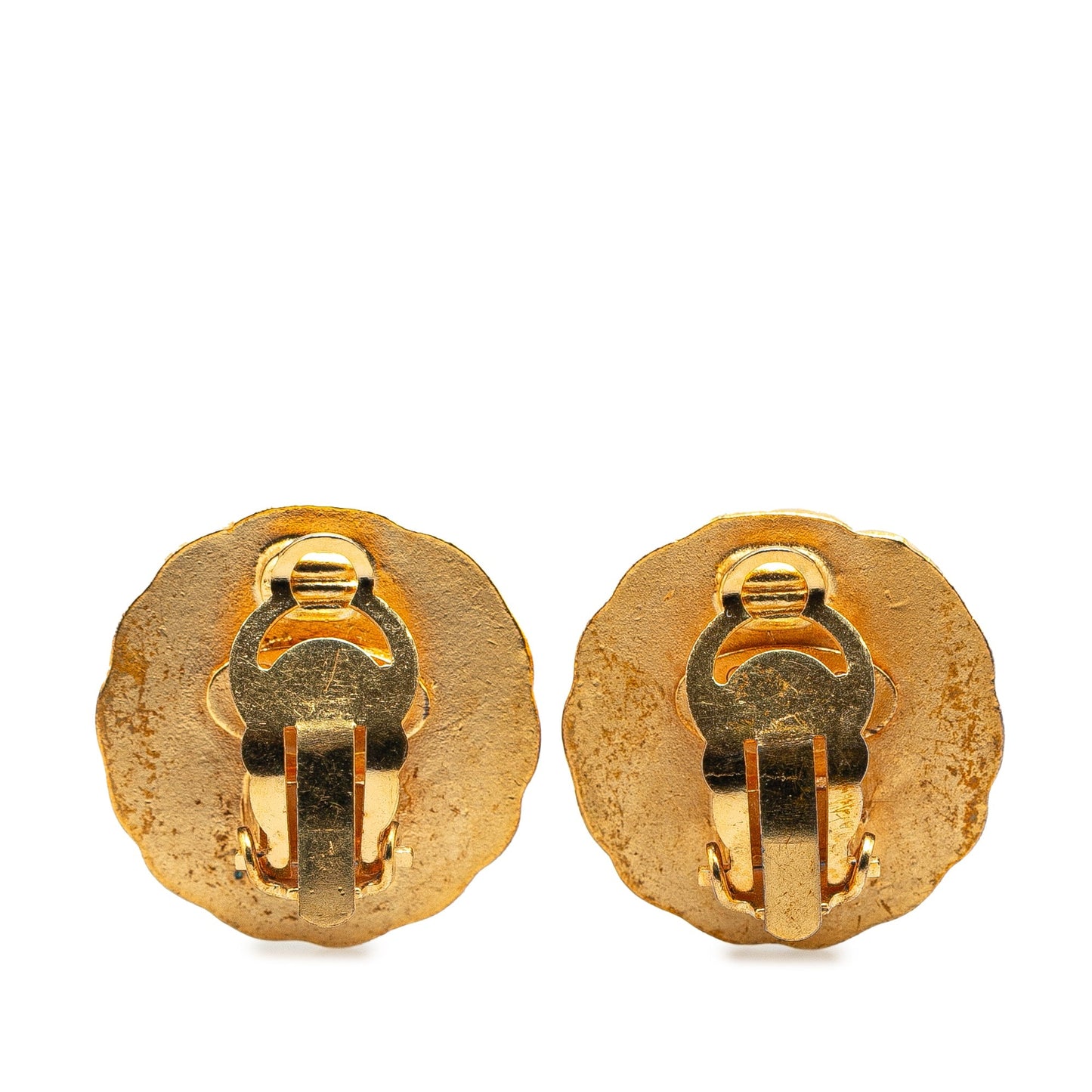 Chanel Gold Plated CC Round Clip on Earrings Gold