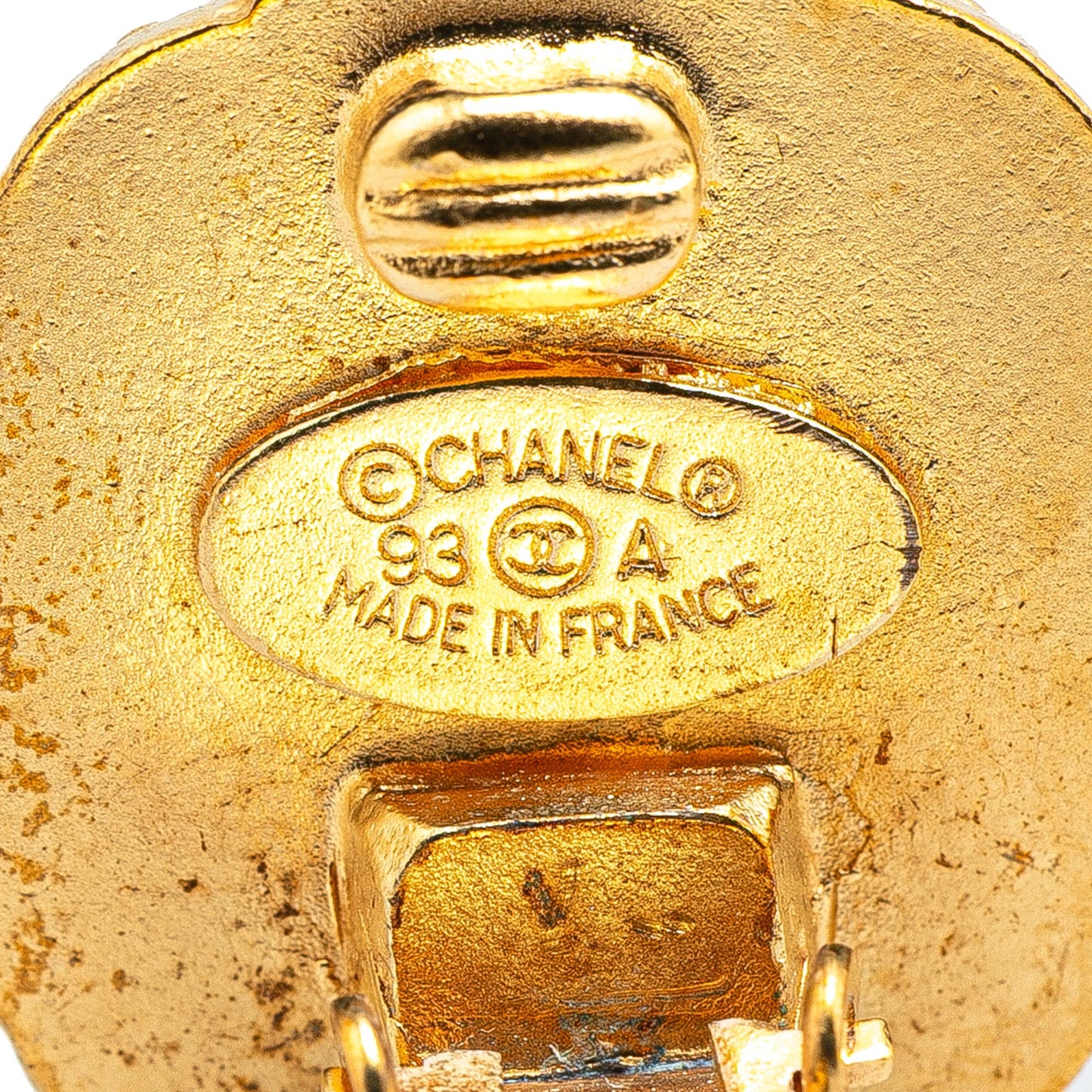 Chanel Gold Plated CC Round Clip on Earrings Gold
