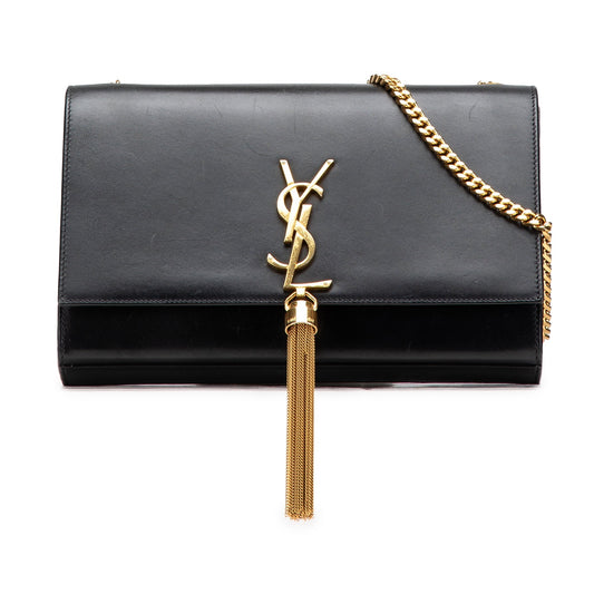Saint Laurent Medium Smooth Calfskin Classic Monogram Kate Tassel Crossbody Black