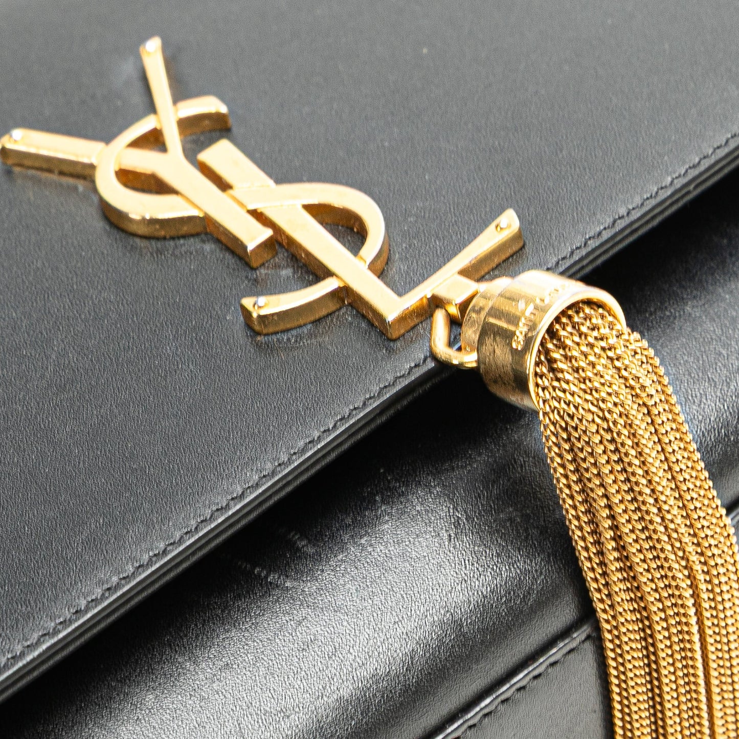 Saint Laurent Medium Smooth Calfskin Classic Monogram Kate Tassel Crossbody Black