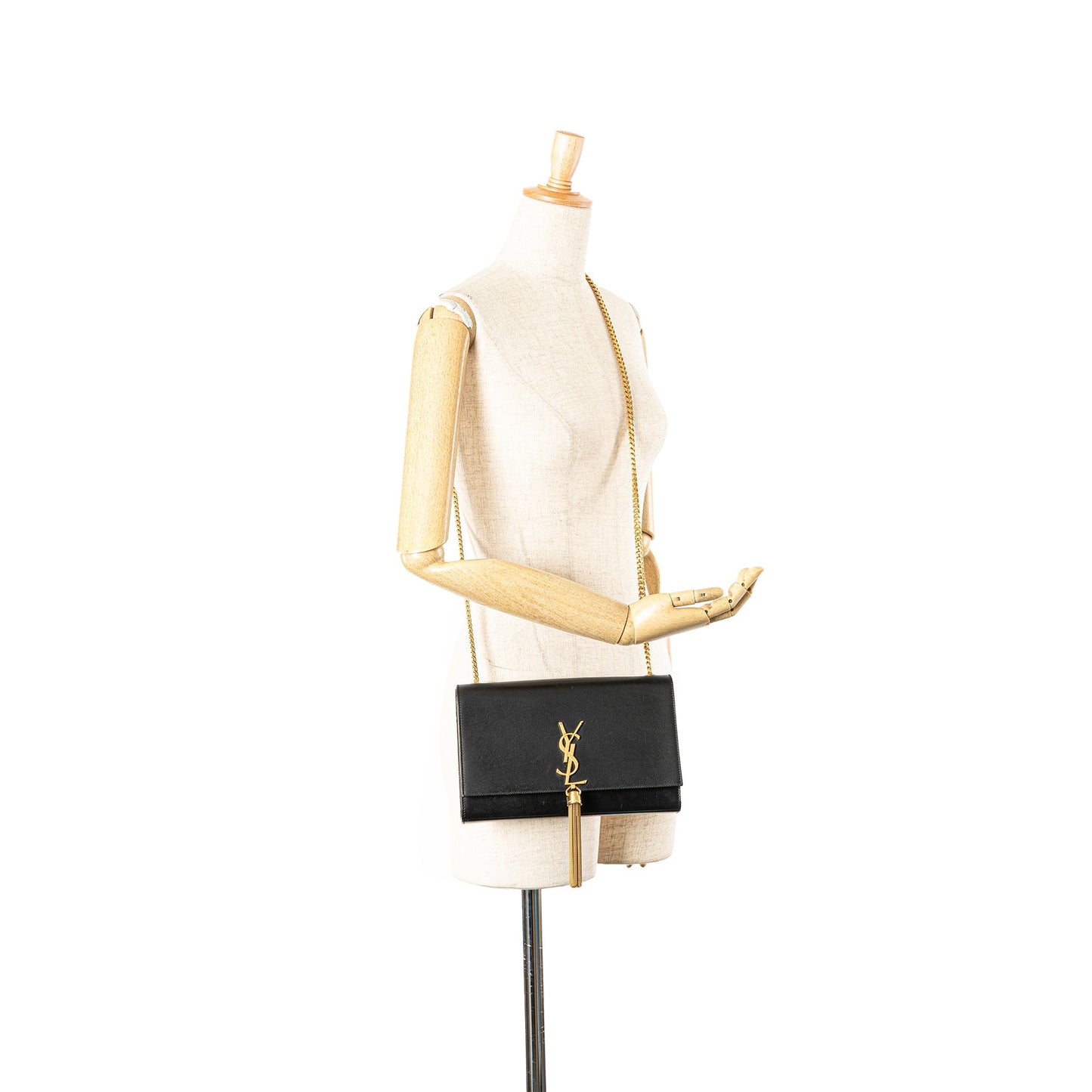 Saint Laurent Medium Smooth Calfskin Classic Monogram Kate Tassel Crossbody Black