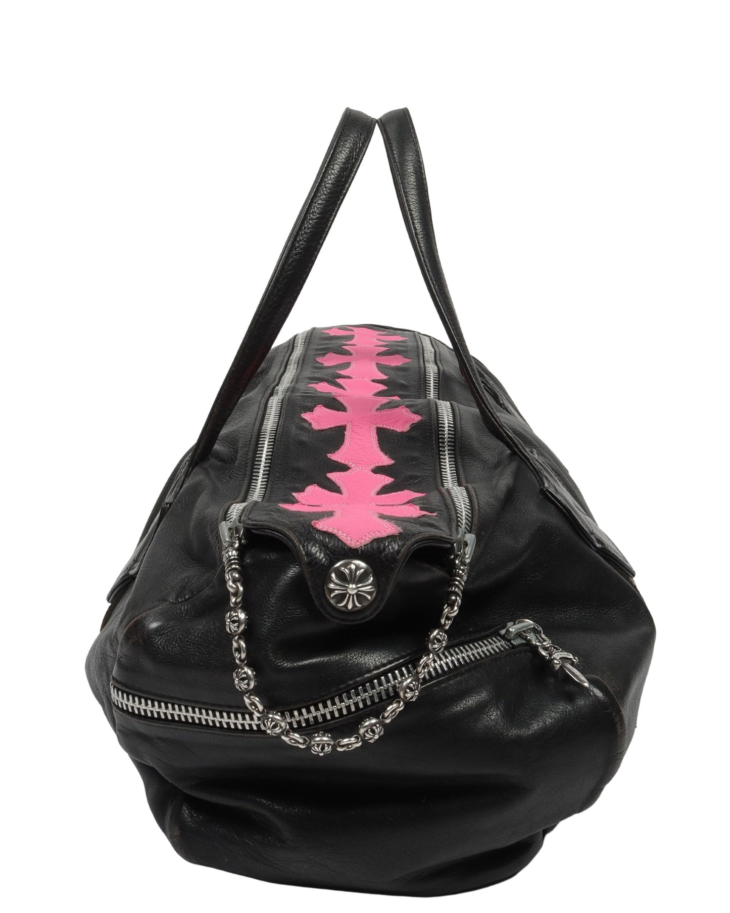 Leather Cross Patch Duffle Bag