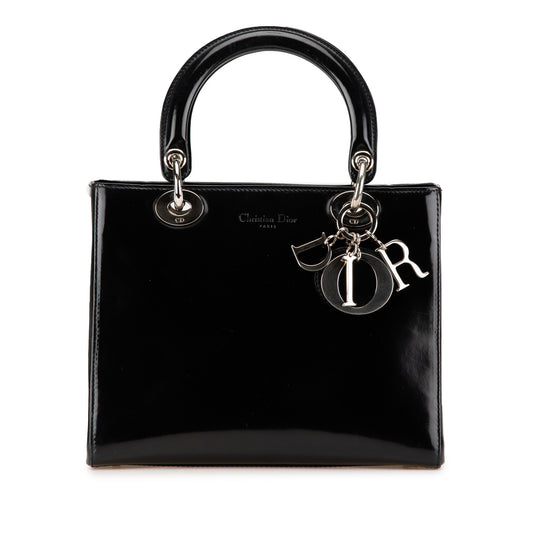 Dior Medium Patent Lady Dior Black