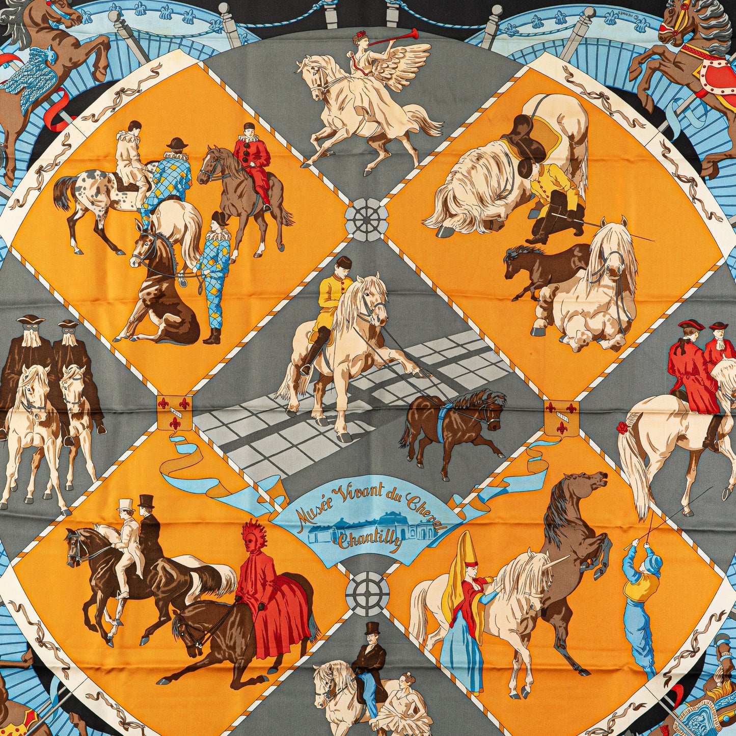 Sattars Musee Vivant du Cheval Chantilly Silk Scarf Black