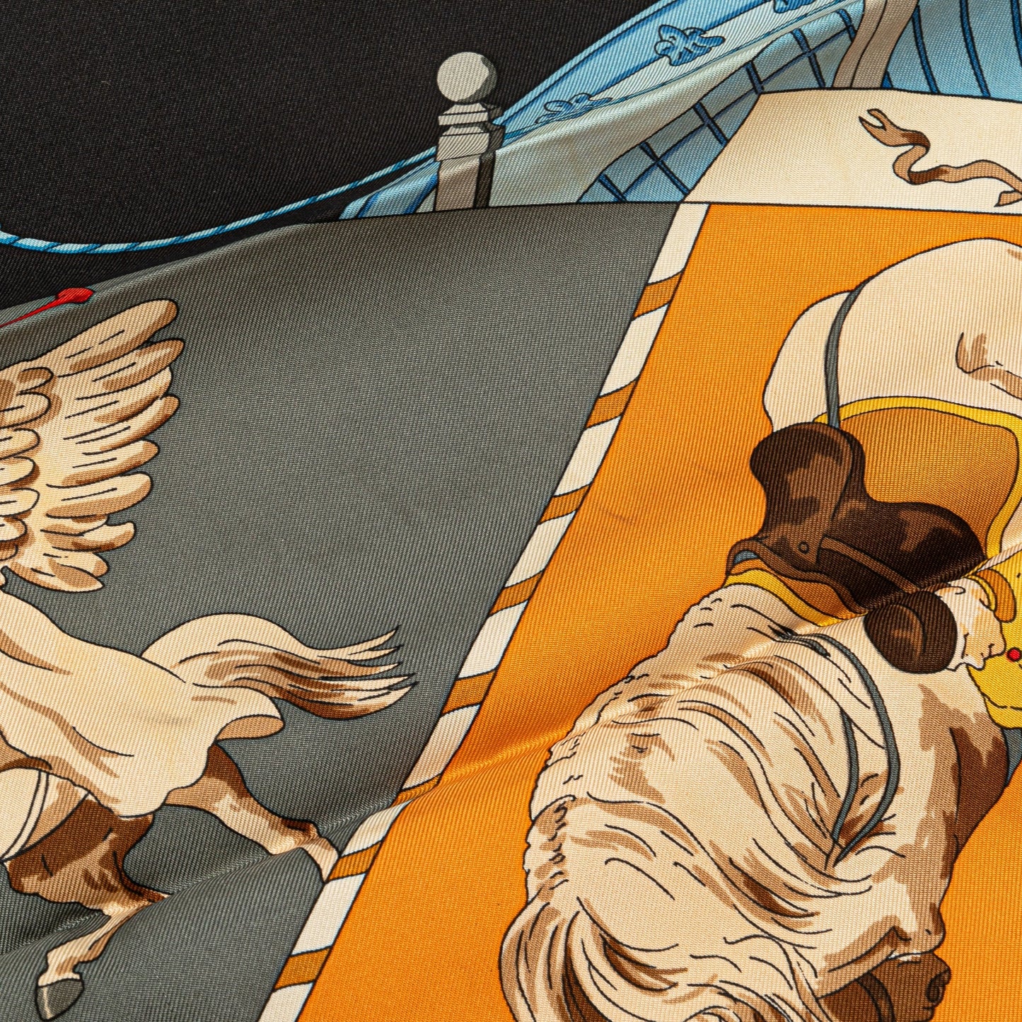 Sattars Musee Vivant du Cheval Chantilly Silk Scarf Black