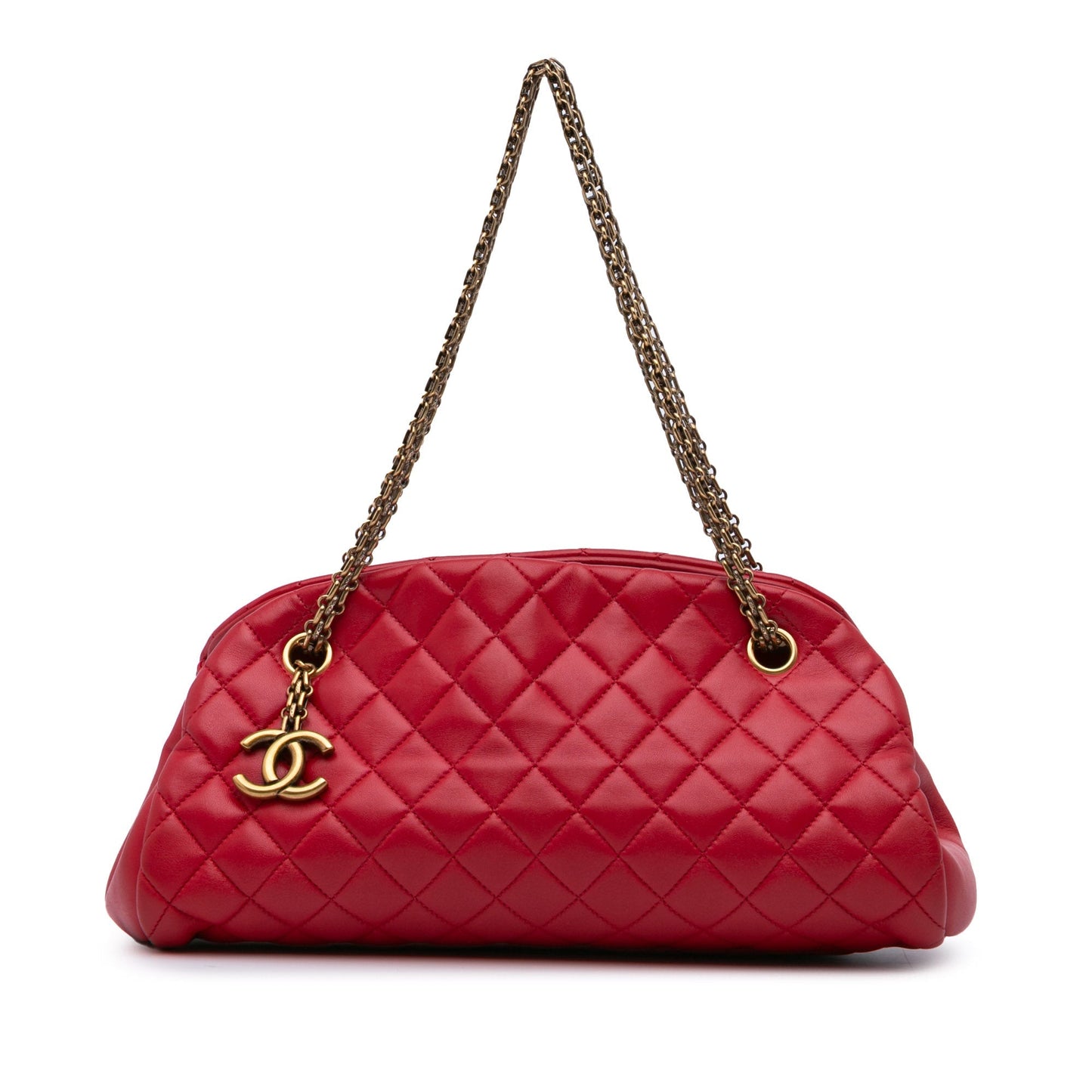 Chanel Medium Lambskin Mademoiselle Bowling Bag Red