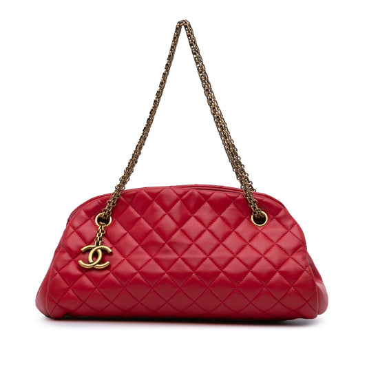 Chanel Medium Lambskin Mademoiselle Bowling Bag Red