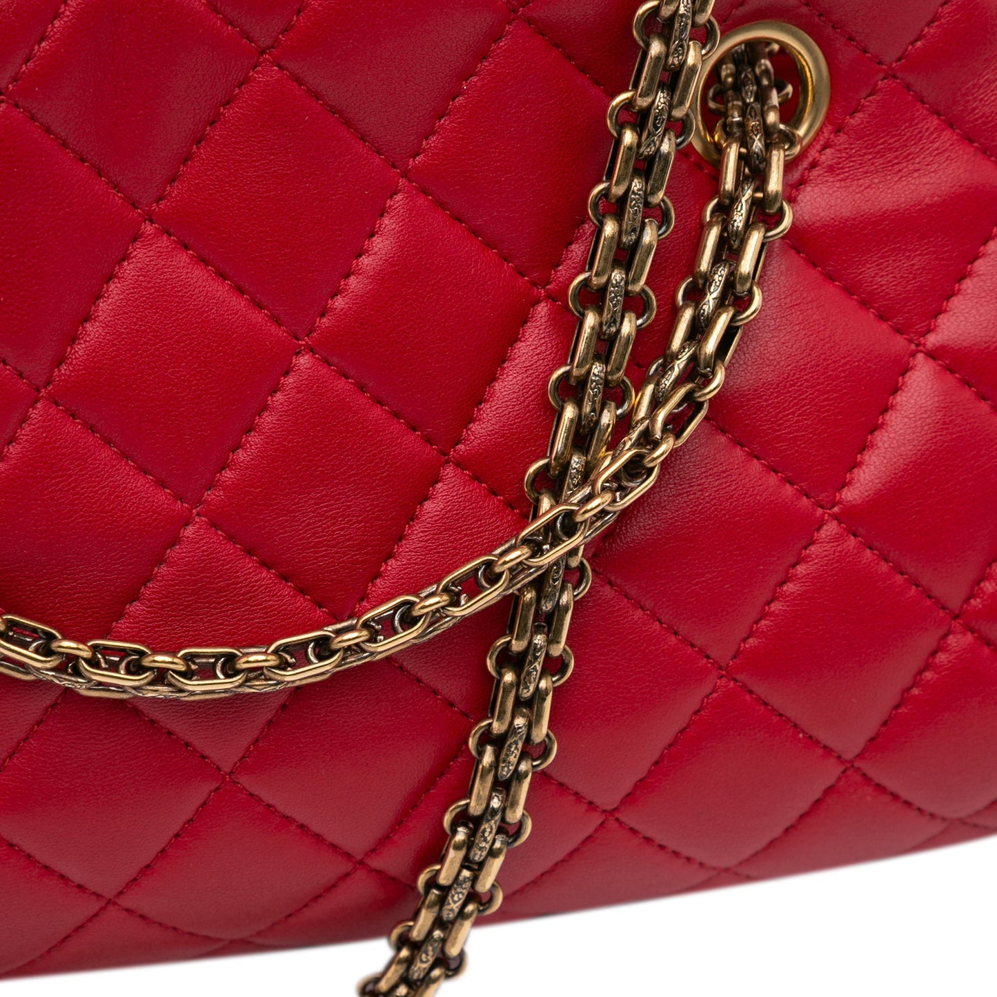 Chanel Medium Lambskin Mademoiselle Bowling Bag Red