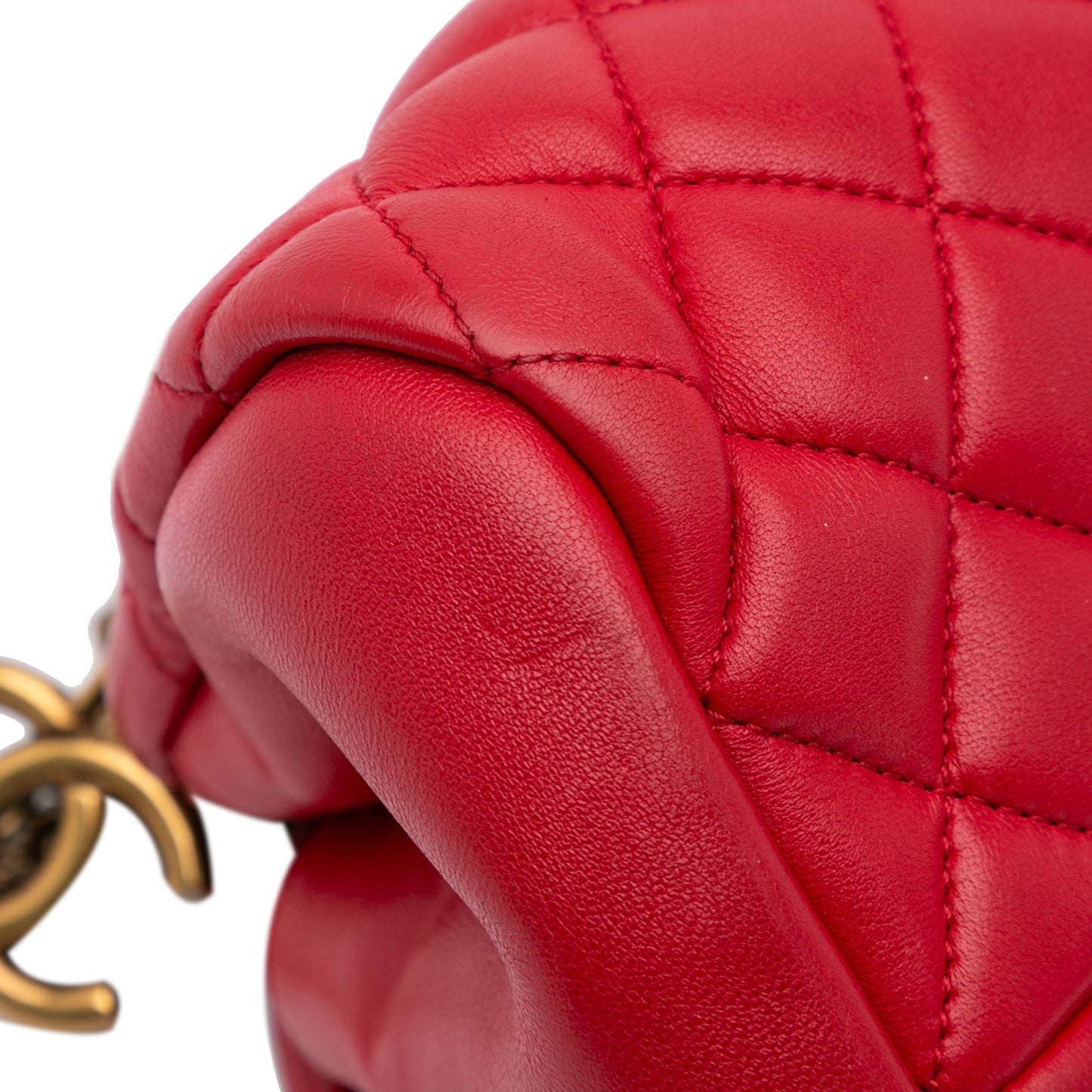 Chanel Medium Lambskin Mademoiselle Bowling Bag Red