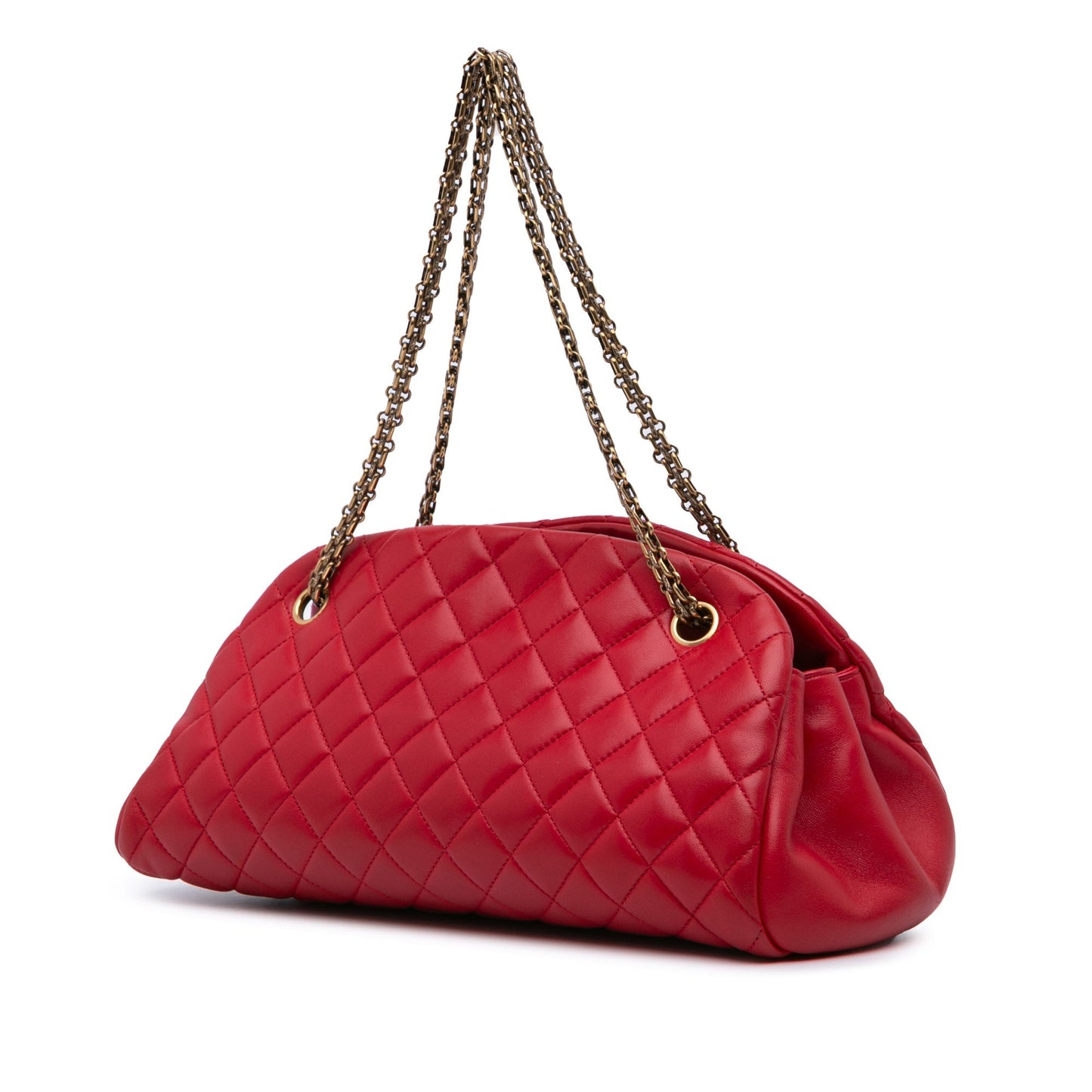 Chanel Medium Lambskin Mademoiselle Bowling Bag Red
