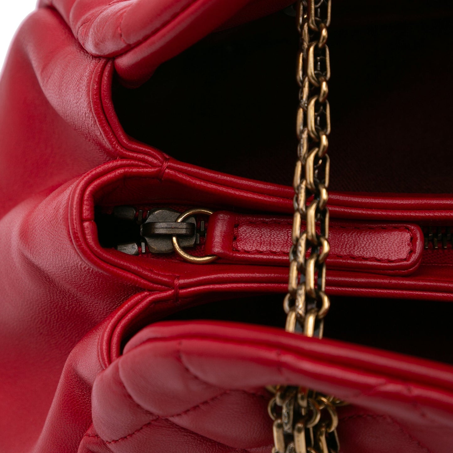 Chanel Medium Lambskin Mademoiselle Bowling Bag Red