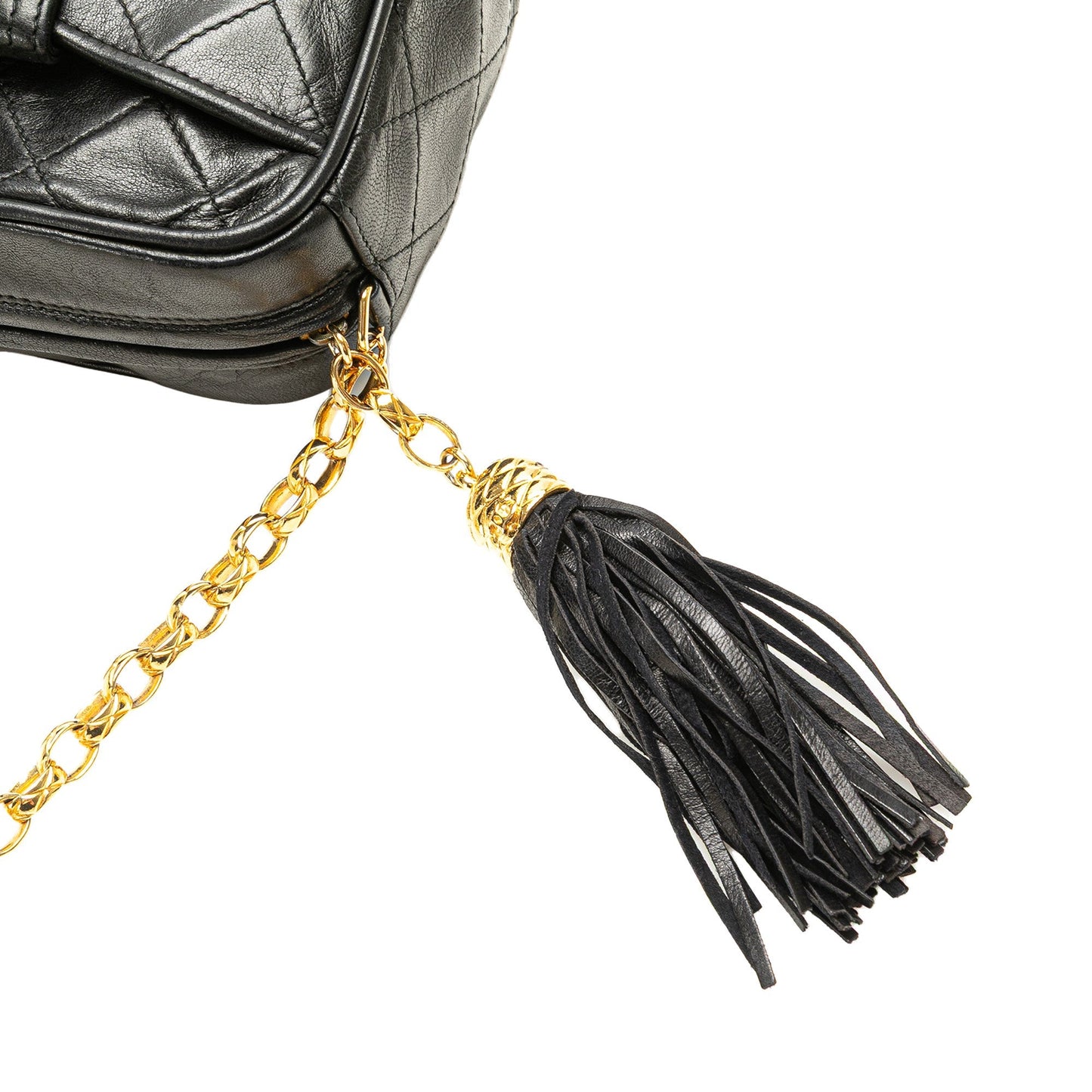 Chanel CC Quilted Lambskin Tassel Camera Bag Black