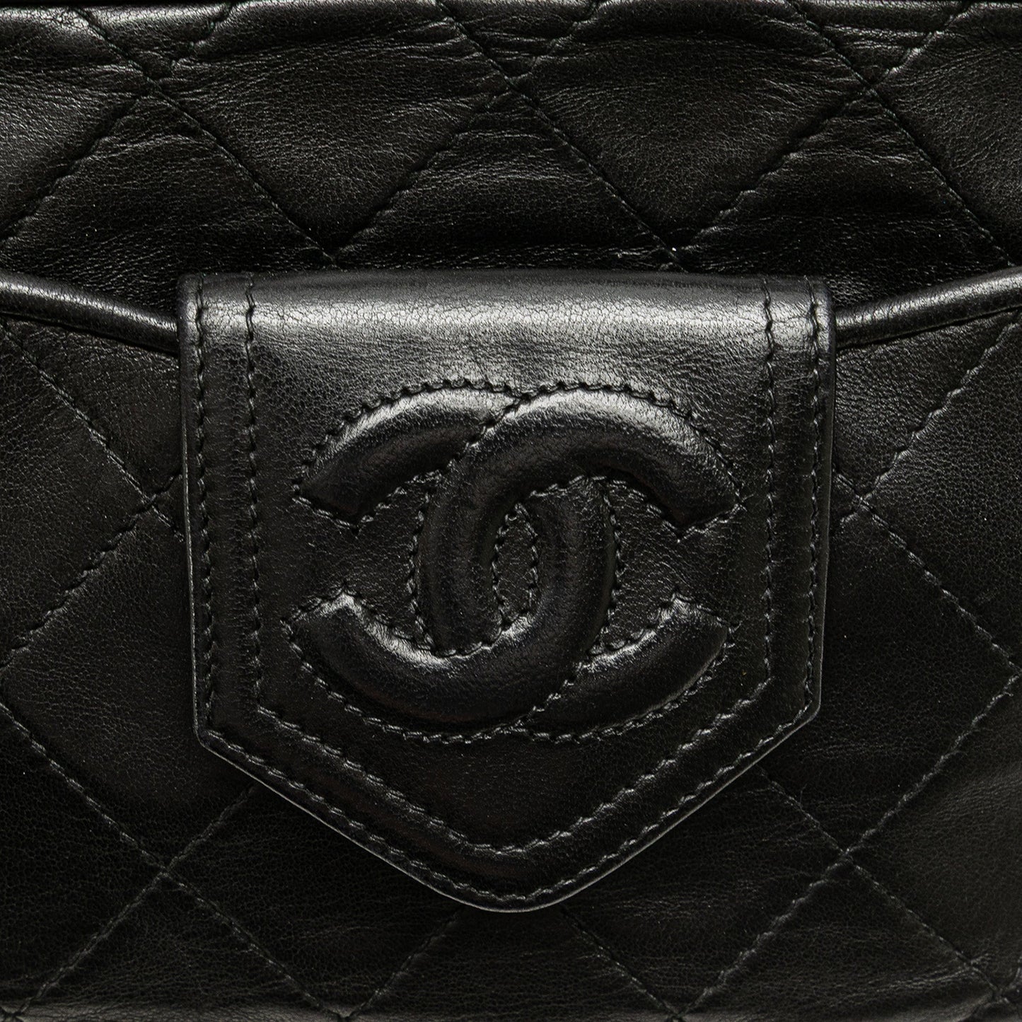 Chanel CC Quilted Lambskin Tassel Camera Bag Black