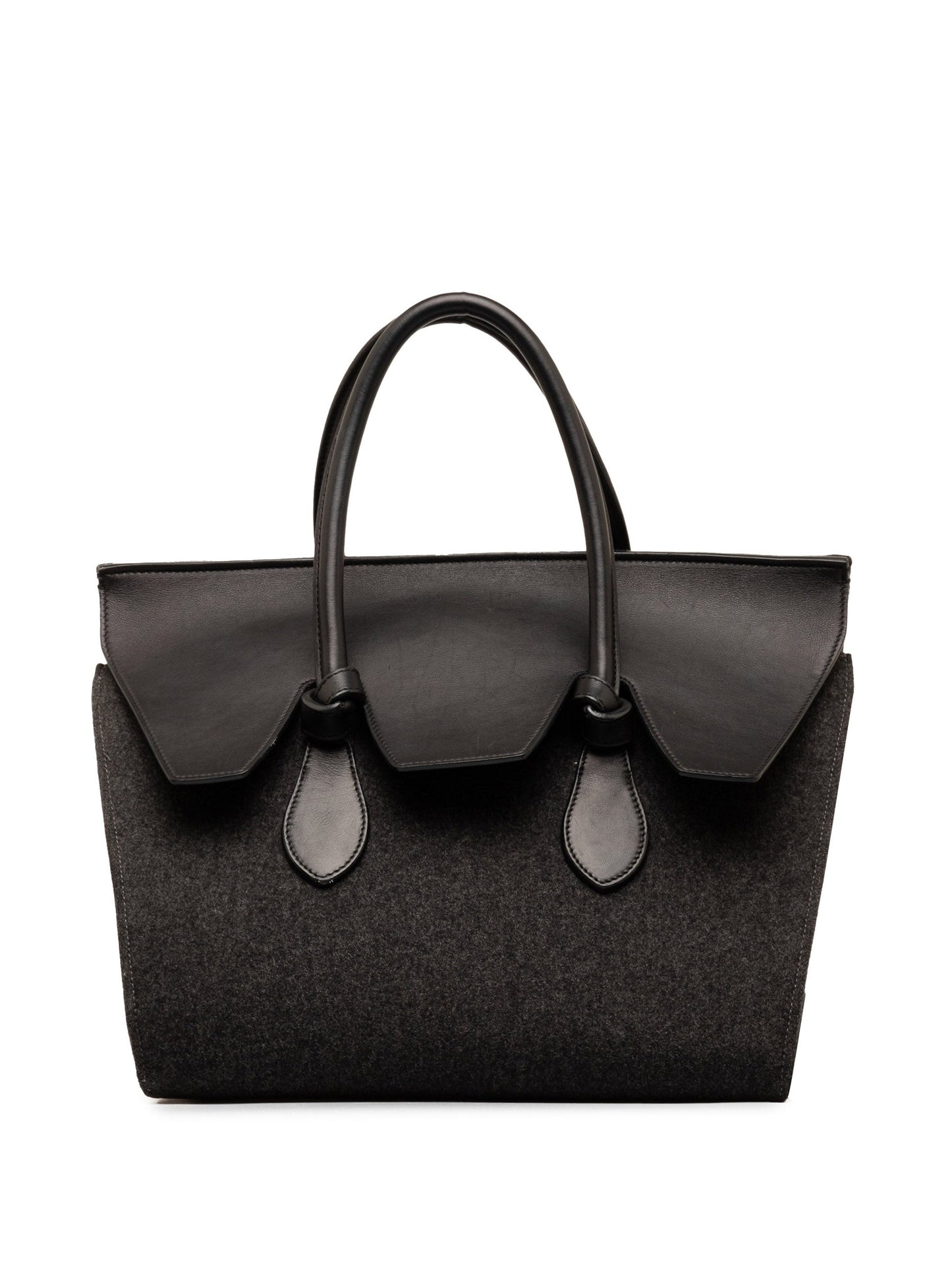 Celine Felt and Leather Tie Knot Tote Gray