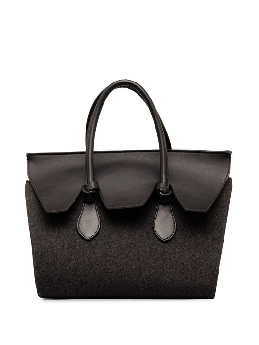 Celine Felt and Leather Tie Knot Tote Gray