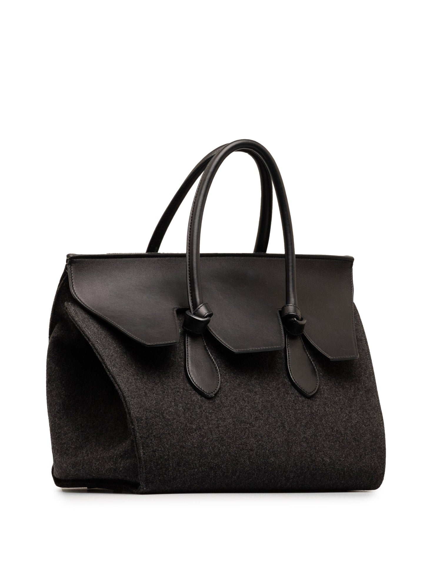 Celine Felt and Leather Tie Knot Tote Gray