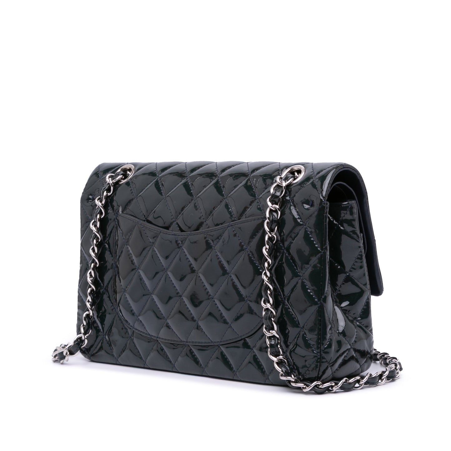 Chanel Medium Classic Patent Double Flap Blue