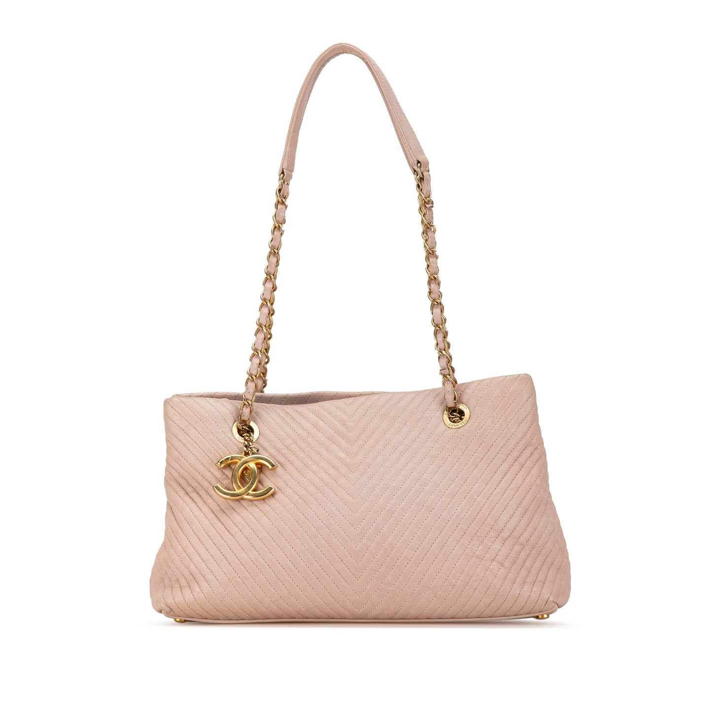 Chanel Large Chevron Calfskin Surpique Tote Pink