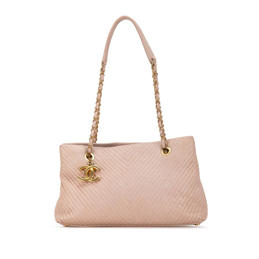 Chanel Large Chevron Calfskin Surpique Tote Pink