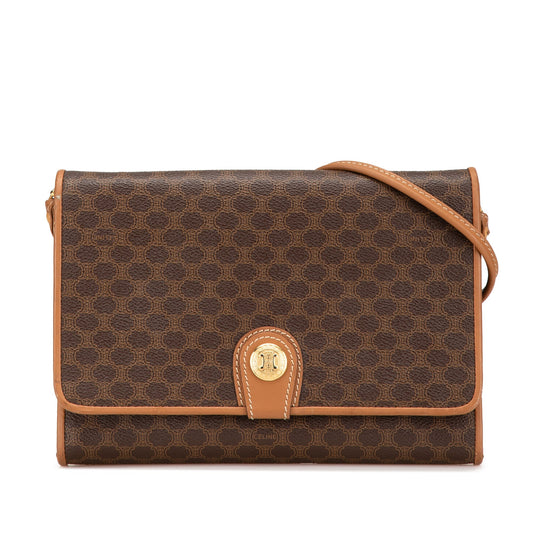 Celine Macadam Coated Canvas Crossbody Brown