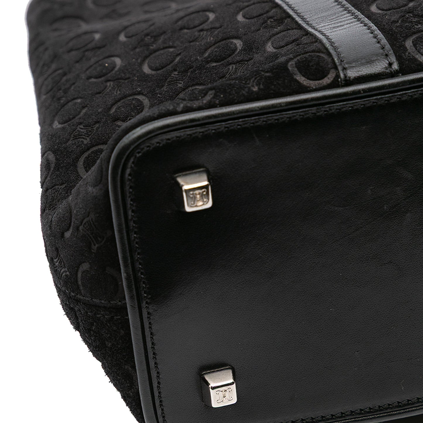Celine C Macadam Suede Handbag Black